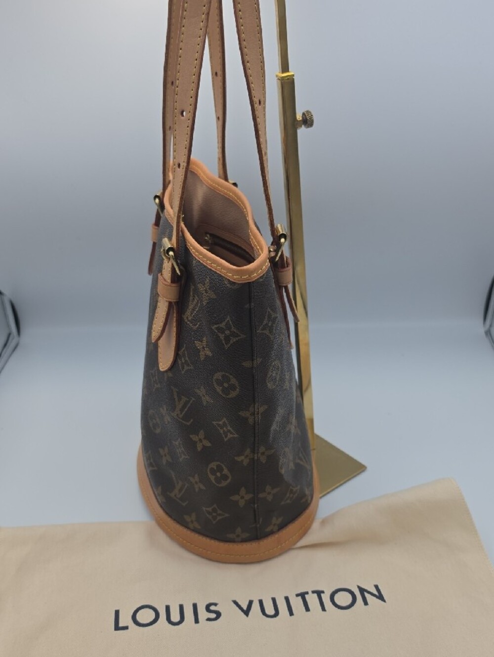 Louis Vuitton Brown Signiture Mono Canvas Petite Shoulder Bucket Bag (EUC)COA✨️ - Picture 9 of 16